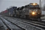 Westbound stack train in the morning gloom